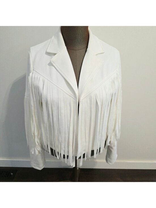 Chartou Jackets & Blazers - White Boho Fringe Cowgirl Western Jacket Chartou Sz M Festival Event Wear